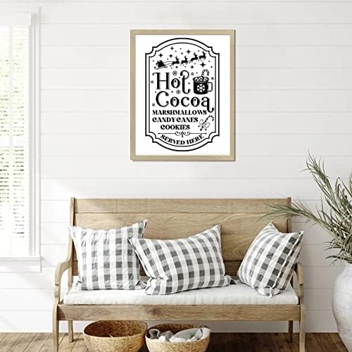 Alioyoit Chic Farmhouse Wood Signo com tema quente de cacau Hot Cocoa Marshmallow Candy Canes Cookies