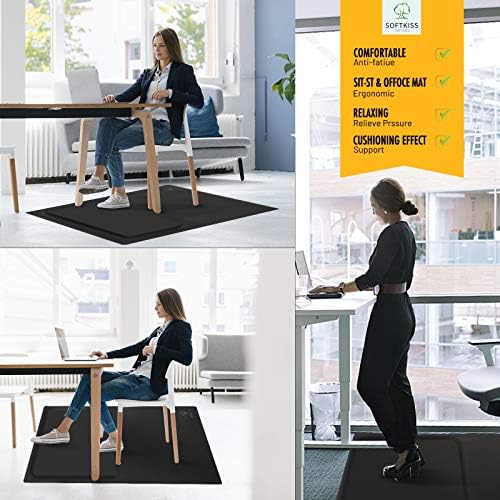 Tapete de cadeira de escritório em pé de fatiga para piso de madeira com suporte de pé de espuma almofadada,