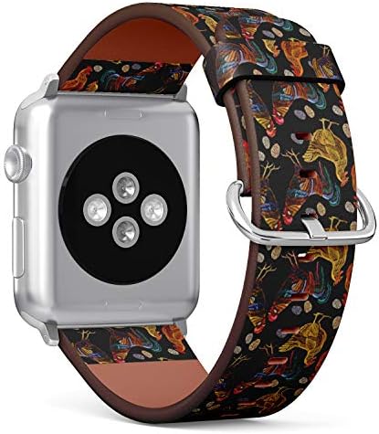 Compatível com a série Apple Watch 1,2,3,4 - Substituição de pulseira de pulseira de pulseira de banda de couro - Bordado de frango galo