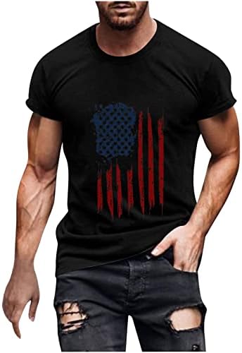 camisa impressa da bandeira americana lcepcy para homens casuais manga curta Tshirts de pescoço em quarto