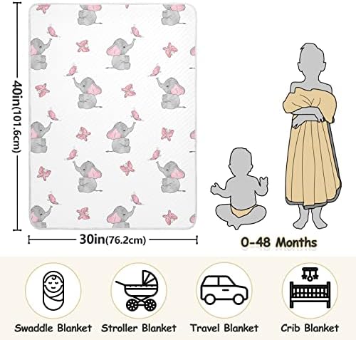 Clanto de arremesso de elefantes cobertores de algodão para bebês, recebendo cobertor, cobertor leve e