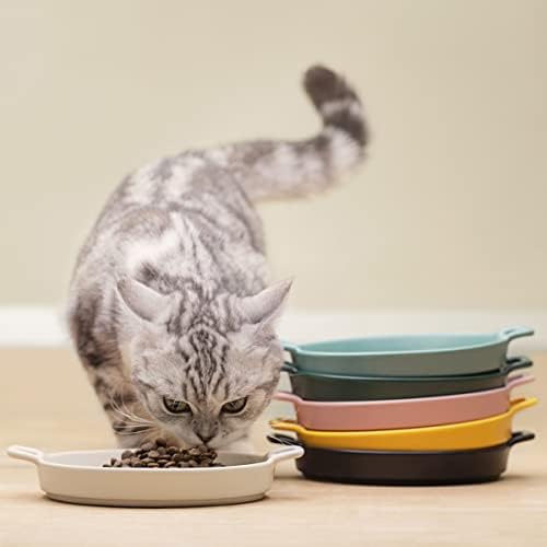 Tigela de gato de cerâmica de mordida, bigode alívio da fadiga de alimentos para gatos, prato