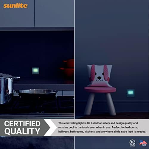 Sunlite 40835 Slim Fluorescent Glow Square Nightlight, brilho macio, baixo consumo de energia, para banheiros, corredores, quartos, cozinhas, UL listado, 4-pacote