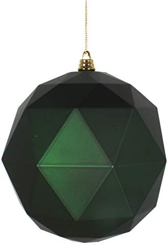 Vickerman 6 Ornamento de Natal Bola geométrica, acabamento fosco de esmeralda, plástico à prova de