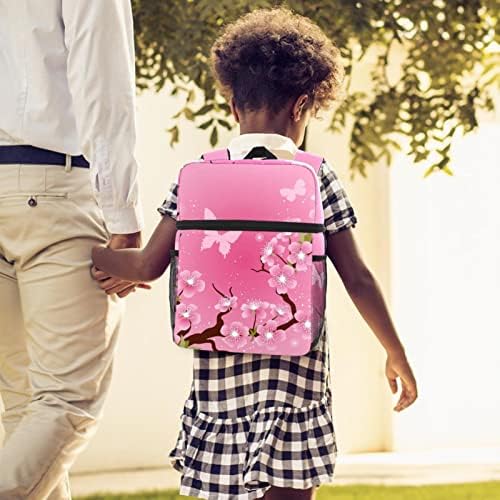 Mochila laptop vbfofbv, mochila elegante de mochila casual mochila bolsa de ombro para homens mulheres, floresce mola de borboleta rosa