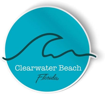 Squiddy Clearwater Beach Florida Wave - Decalque de adesivo de vinil para telefone, laptop, garrafa de água
