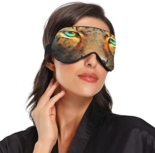 Cheetah Eyes Sleep Mask For Mull Men Smooth Smooth Light Bloqueando máscara de olho Night -Goldfold com alça ajustável para viajar Sleep Shift Work