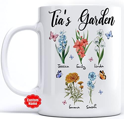 Presentes personalizados prezzy para vovó nana garden caneca caneca de café engraçado mês de viagem de flores xícaras