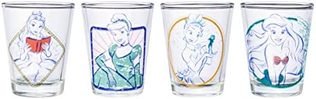 Silver Buffalo Disney Princess Frames 4-Pack Mini Glass Conjunto, 1,5 onças