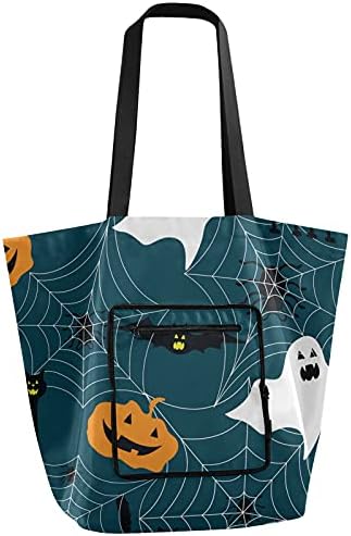 Halloween Zombie Bat Spider Arandweb Saco de ombro dobrável Bag reutilizável Bolsa de compras pesadas