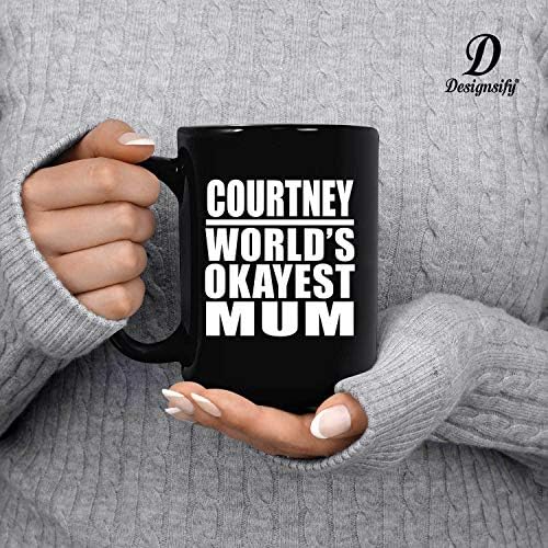 Designsify Courtney World Mãe Mãe, 15oz de Caneca de Caneca de Caça Preta Creme Cupina de Cup de Tea com Handle,