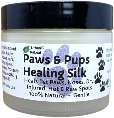 Urban Relaf Paws & Pups Healing Silk! Cure, proteja os animais de estimação, seco, ferido, manchas quentes e cruas. Salva de cães gentis! Shea de vitamina. Os melhores ingredientes da Terra. Suvela a pele e o pêlo! Caminhar resgate