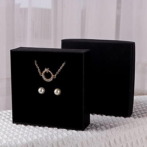 SDOOTJEWelry Black Jewelry Boxes a granel 12 pacotes, Jóias Presentes com espuma, pequenas caixas de jóias para presentes, 3,5 '' × 3,5 '' × 1.2 ''