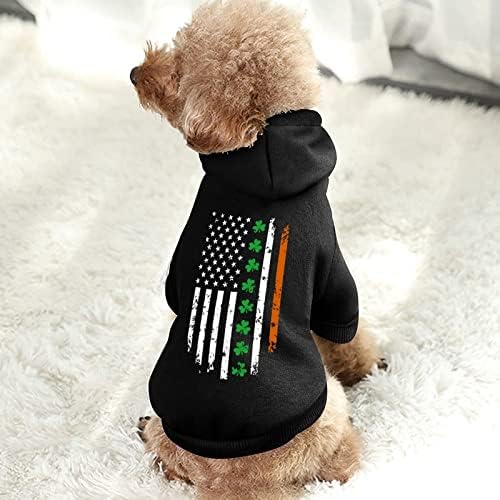 Bandeira irlandesa americana com trevos com moletons de capuz de animal de estimação para cães para cães