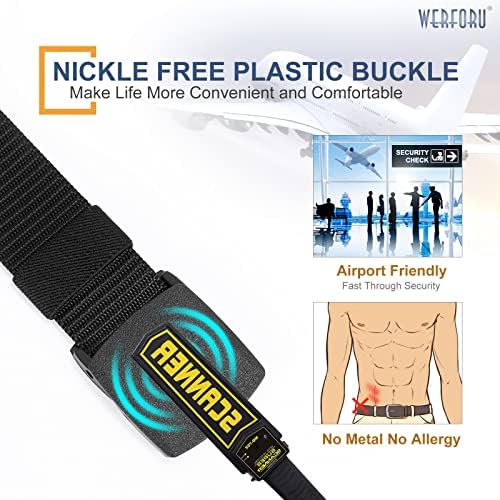 Cinto de nylon werforu para homens cinturões táticos militares cinto de web externo com fivela de plástico