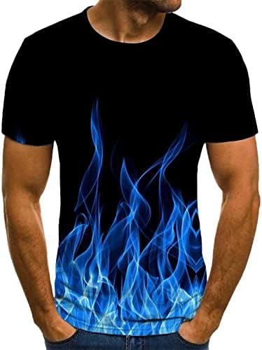 Camisetas de verão para homens manga curta 3d chamas estampadas Crew pescoço esporte esportivo casual camisetas camisetas blush tops