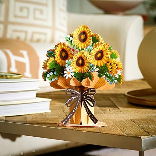 Paper Love enormepop girassol bouquet de flores, com flores destacáveis, presente para o dia das
