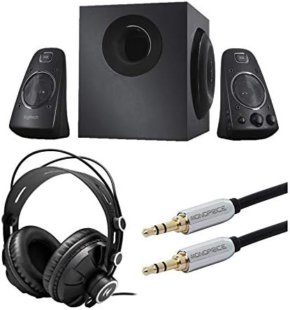 Logitech Z623 400 Watt Home Speicer System Pacote com fones de ouvido de engrenagem Knox e cabo de áudio