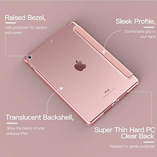 Timovo ipad 10.2 case ipad 9a geração 2021/ ipad 8a geração 2020/ ipad 7th geração 2019 case, slim translúcido Hard PC Protetive Smart Cover with stand para iPad 10,2 polegadas, ouro rosa rosa