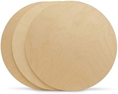 Círculos de madeira de 18 polegadas, 1/4 de polegada de espessura, discos de madeira compensada, pacote de 10 círculos de madeira inacabados para artesanato, rodadas de madeira por pica -paus