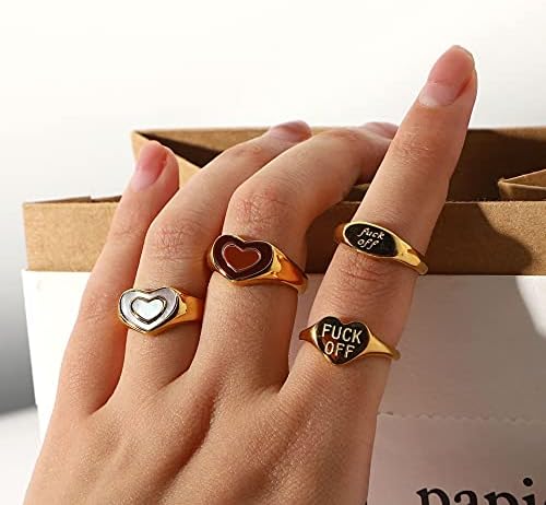 Colorido bling personalizado foda fora da faixa de coração anel inspirador de dedo médio anel de cauda
