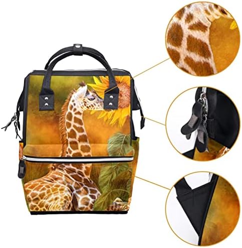 Mochila de viagem Guerotkr, bolsas de fraldas, bolsa de fraldas de mochila, girafa girassol Padrão de plantas de animais