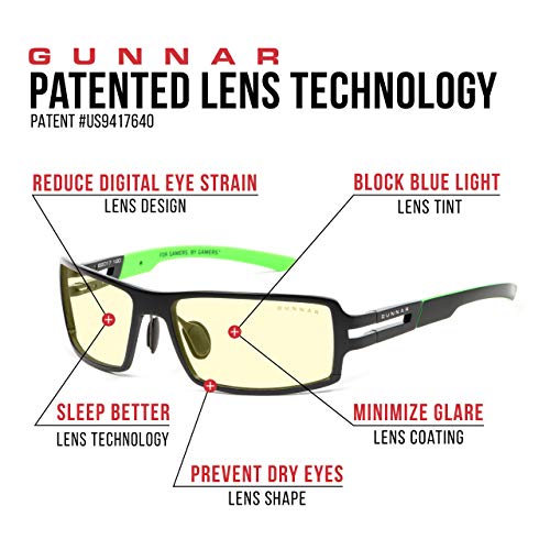 Gunnar - óculos de jogos - bloqueia 65% de luz azul - RPG Razer Edition, Onyx, Amber Tint & Gunnar -