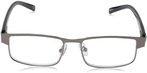Foster Grant Leo Square Reading Glasses, Men, Gunmetal/Transparent, 53 mm + 3