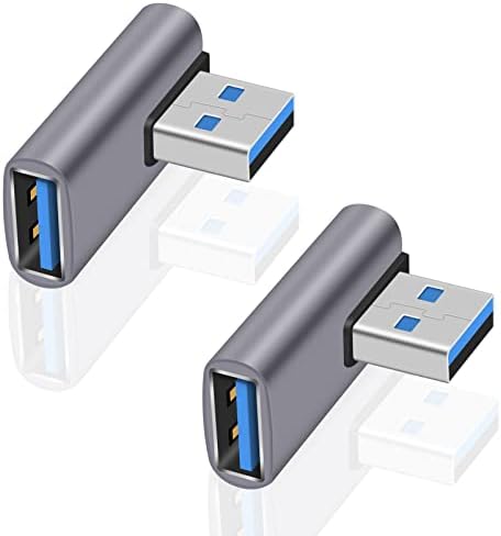 Adaptador Poyiccot USB 3.1 de 90 graus, 10 Gbps USB A Extensor Extensão, USB 3.1 Um homem para USB 3.1 Um adaptador feminino, Adaptador de acoplador USB 3.1 do Middle Bend 3.1 para câmera, hub USB, mouse, impressora, 2pack