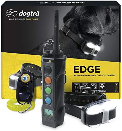 Dogtra Edge Electronic Dog Training Collar com remoto para cães grandes e médios de 35 libras - até 1,6 km, vibração, 127 níveis de estimulação, impermeável, 4 cães expansíveis, luz de localização
