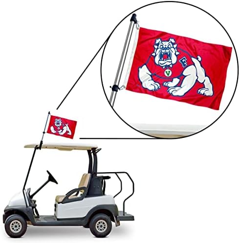 Conjunto de montagem em carrinho de golfe da Universidade Estadual de Fresno e porta -bandeira