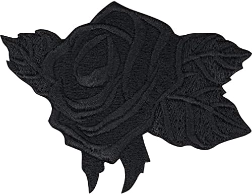 Black Rose Iron em patches para fãs de bandas de heavy metal, fãs de música de rock, roqueiros | Seguro de metal pesado ou ferro no adesivo de distintivos de patches de apliques para todos os tecidos | 3.35x2.36 in