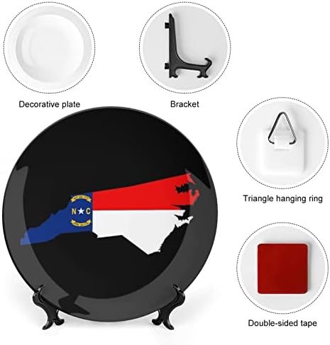 Placa decorativa mapcerâmica da bandeira do estado da Carolina do Norte com stand Plate de casa de china personalizada para a cozinha da sala de estar em casa