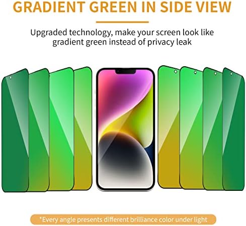 2 pacote para iPhone 14 Plus / 13 Pro Max Privacy Screen Protetor de vidro temperado para iPhone13 Promax / 14Plus 6,7 polegadas Gradiente verde anti -espião Anti azul Luz completa Cobertura Fácil Instalação Bolhas grátis