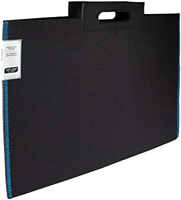 ITOYA PROFOLIO Midtown Bag 17x23 - Portfólio de artistas negros portfólio com costura azul - pasta de portfólio elegante para obras de arte e portfólios de arte - Bolsa de portfólio de arte portátil e estojo de transporte de arte
