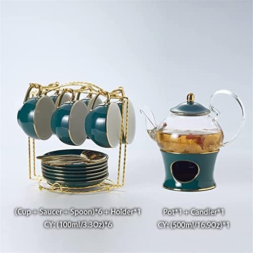 Conjunto de chá de chá de cerâmica de escritório, comcecelain chenting de chá com copo de chá com candidador de chá floral conjunto de caneca de caneca de caneca