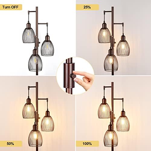 Lâmpada de piso recansível, lâmpadas industriais de piso para sala de estar, lâmpada de árvore marrom