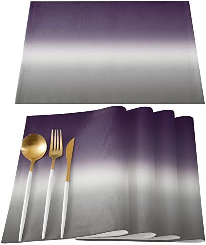 Placemats roxos Conjunto de 6 tapetes de mesa de ombre para mesa de jantar roxo e cinza ombre tabela