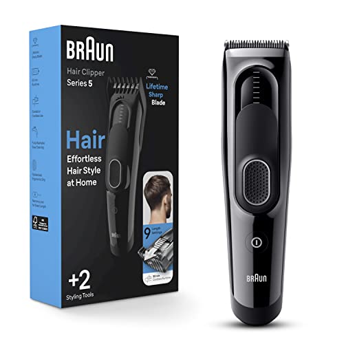 Braun Hair Clippers Series 5 5310, cortadores de cabelo para homens, clipe de cabelo de casa com 9 comprimentos,