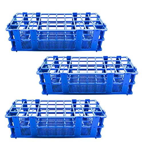 KRNGCWC 3 Pacote plástico de tubo de teste, 40 buracos Laboratório de testes de teste de tubo para tubos de teste de 20 mm, azul, destacável