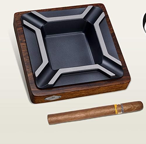 Xwwdp cinzeiro, cinzeiro de quatro slots de metal, cinzeiro de madeira maciça, um cinzeiro decorativo com personalidade
