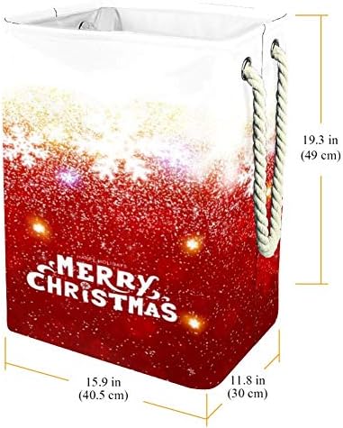 Inomer Christmas Background com flocos de neve borrados 300d Oxford PVC Roupas à prova d'água cesto de roupa