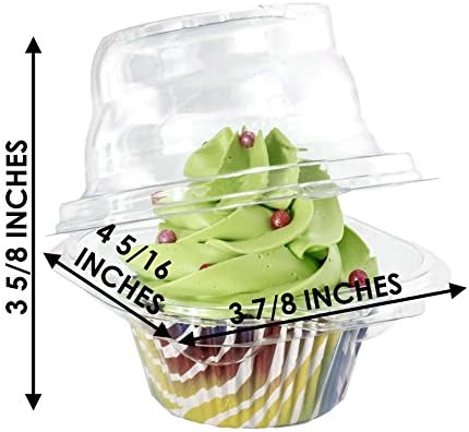 Recipientes de cupcakes de Katgely Individual - Caixas de cupcakes de plástico transparente de compartimento único, porta -cupcake - empilhável, cúpula profunda, descartável e sem bpa livre