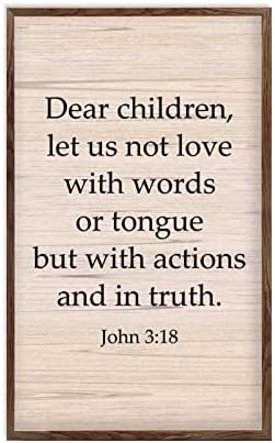 Decoração de berçário queridos filhos, não vamos amar com palavras ou língua, mas com ações e na verdade,