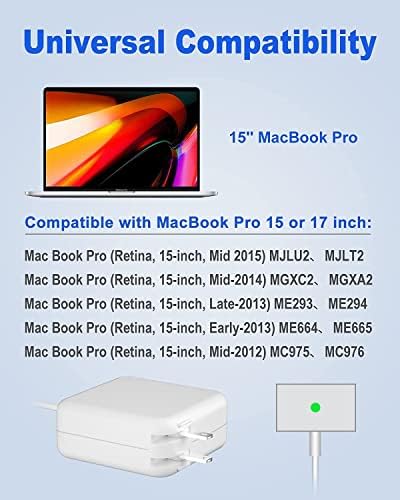 Mac Book Pro Charger - 85W TIP TIP MAC CARREGADOR AIRO COM CARGA RÁPIDO E CONEXÃO MAGNÉTICA, Adaptador de energia de substituição para Mac Book Pro & Air 13/15/17 polegadas