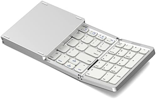 Teclado Bluetooth dobrável Erkovia, teclado portátil sem fio dobrável com teclado numérico, USB-C recarregável