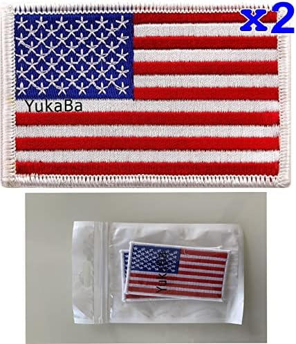 Pacote Yukaba de 3 EUA Logo American Flag Logo Bordado Costurar em Ferro em Applique 3,4 X 2,1