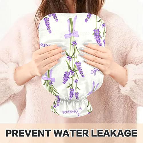 Garrafas de água quente com capa Flores de lavanda Bolsa de água quente para alívio da dor, aquecendo as mãos,