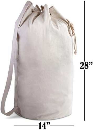 Bolsa de mochila de lona de lavanderia - cordão, fechamento de couro, alça de ombro.
