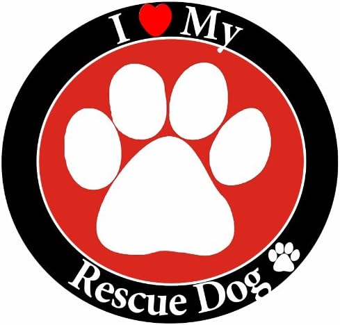 Eu amo meu cão de resgate ímã de carro com fotografia de cachorro de resgate realista no centro coberto de brilho
